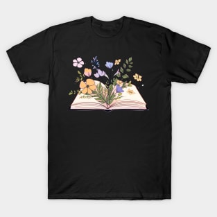 Nordic Wildflowers growing from an open book - the book club T-Shirt